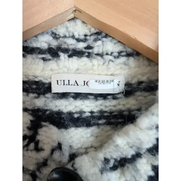 Ulla Johnson Cardigan Womens SMALL Beige Black Merino Wool Button Front NWOT